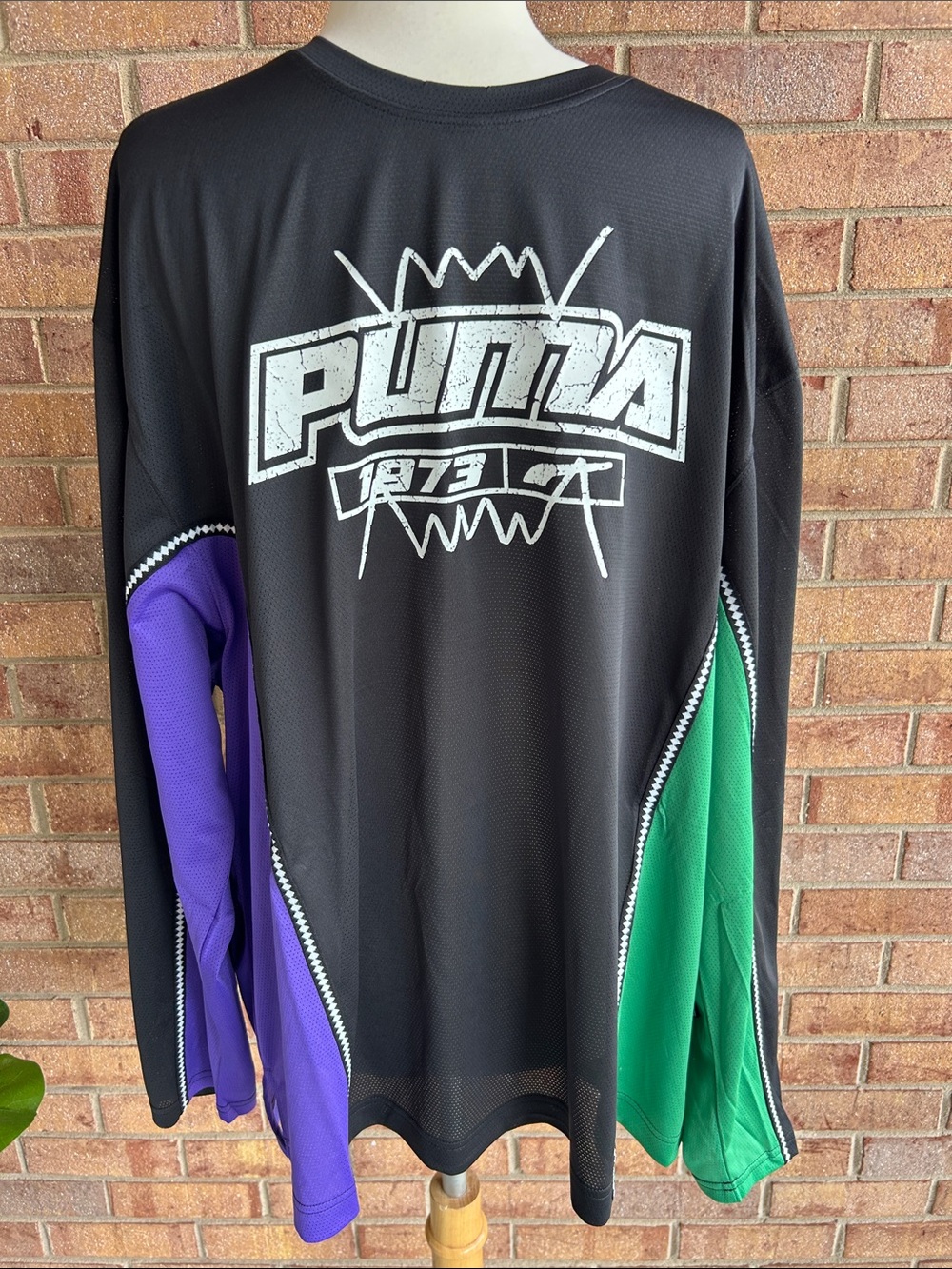 NWT Puma Black Athletic Mesh Top, Jersey style with Logo Tag